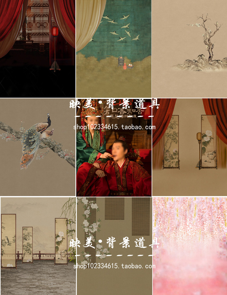 影楼新款摄影拍照古装拍照写真中国风知否明兰应是红肥绿瘦背景纸
