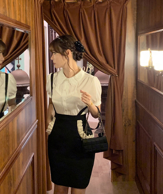 Starry复古甜美背带包臀包身裙