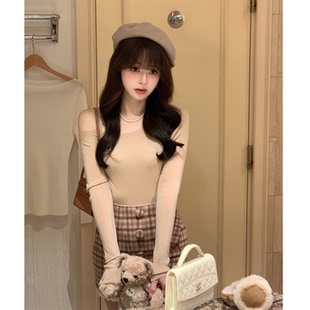 Starry Basic Line2.0/扬子纱全羊毛一字领无缝针织衫 甜美打底衫