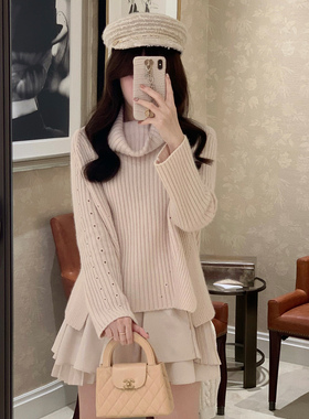 Starry 石原里美/高领兔绒毛衣 百褶吊带裙 日系甜美针织两件套