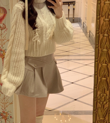 Starry日系甜美荷叶边毛呢裙裤