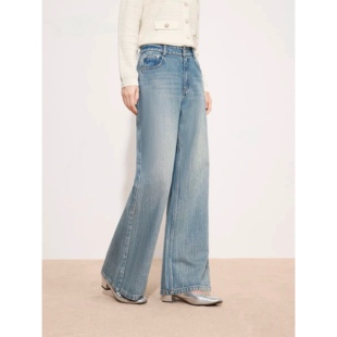 牛仔裤多口袋一粒扣复古做旧时尚休闲百搭款水洗牛仔裤直筒裤0.67