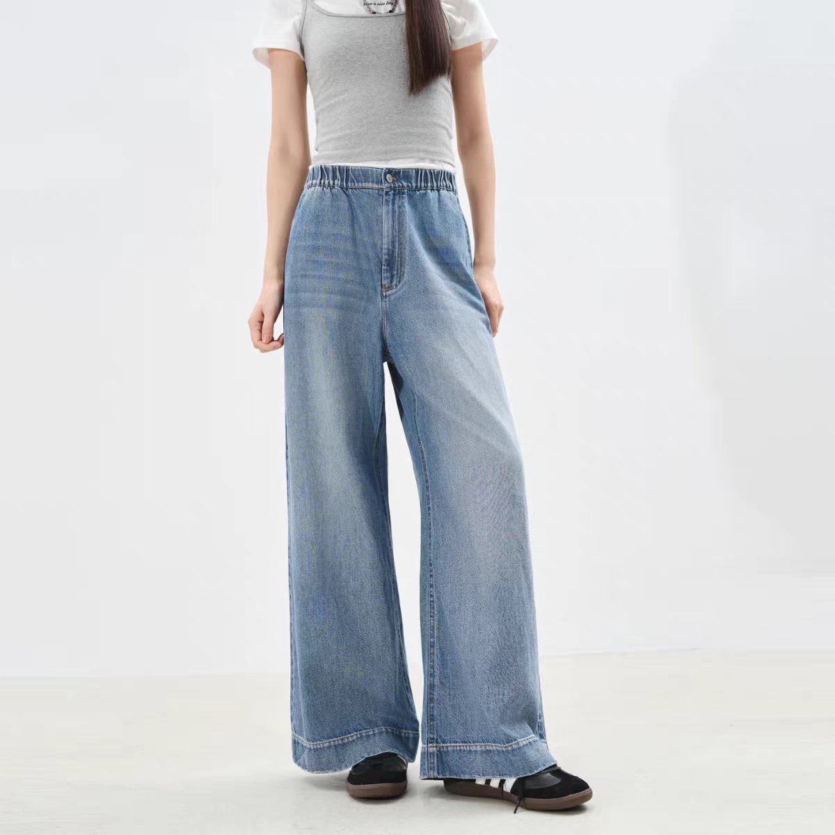 软牛仔春秋款休闲百搭直筒牛仔裤