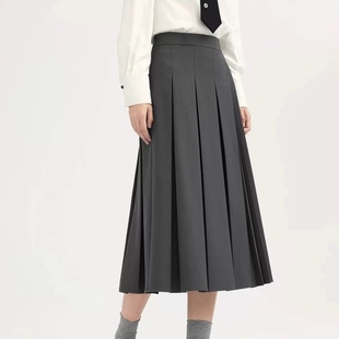 西装 侧拉链小众设计气质高级OL风职场百搭百褶裙A字裙0.20 半身裙