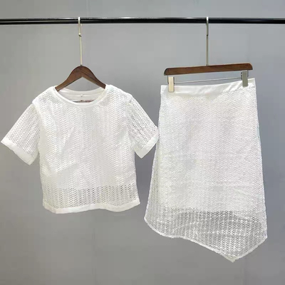 高端新品时尚纯色圆领镂空上衣