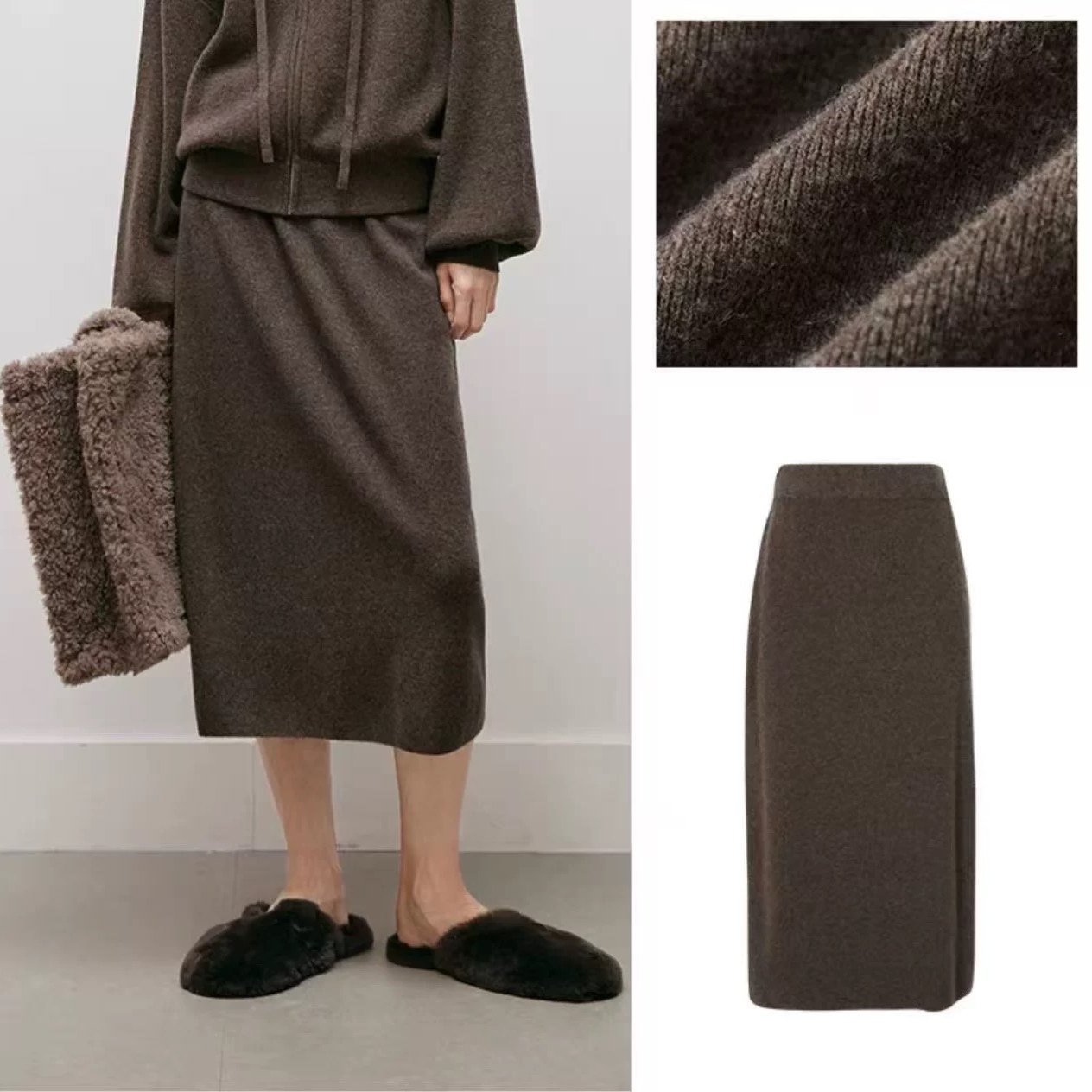 针织半身裙 松紧腰净版包臀气质显瘦百搭中长款绵羊毛 直筒裙0.44,女装/女士精品,半身裙,淘宝优惠券,粉丝福利购,淘宝优惠卷