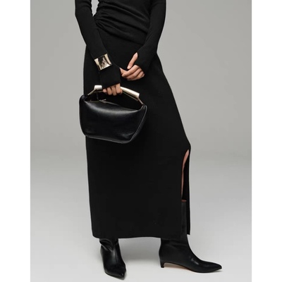 松紧腰侧开叉秋冬百搭针织半身裙