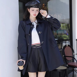 外套0.88 风衣 风衣外套 翻领金属卡扣双口袋设计春秋学院风中长款