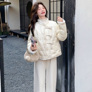 鸭绒羽绒服 立领流苏盘扣毛毛拼接刺绣设计新中式国风冬 外套0.59