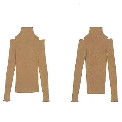 毛衣打底衫露肩弹力修身