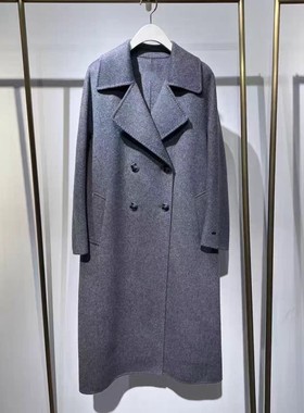 双面呢大衣 大翻领西装领四粒扣后开叉设计气质通勤长款 外套1.37