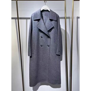双面呢大衣 大翻领西装领四粒扣后开叉设计气质通勤长款 外套1.37