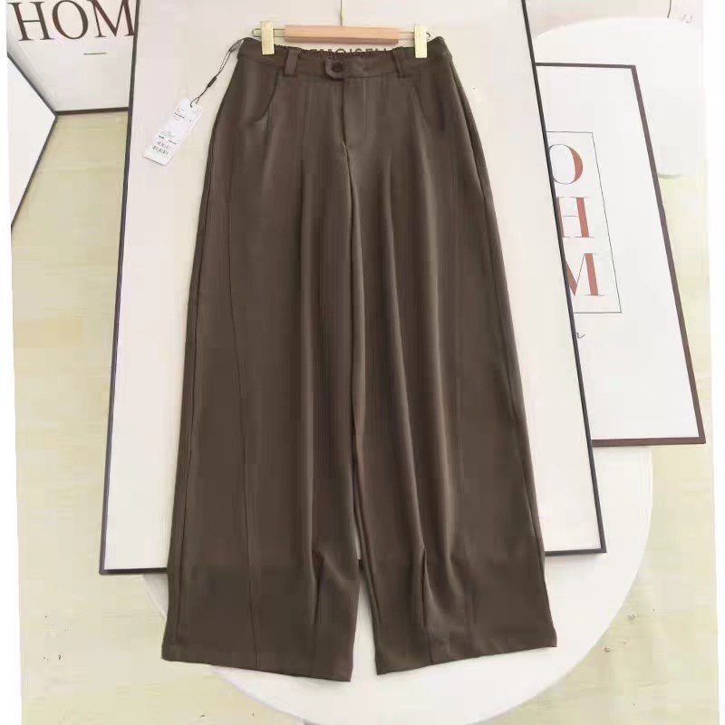 休闲裤 一粒扣半松紧腰压褶双口袋通勤气质垂感直筒裤 哈伦裤0.53,女装/女士精品,休闲裤,淘宝优惠券,粉丝福利购,淘宝优惠卷