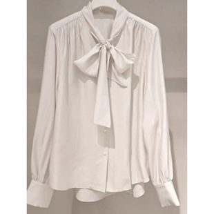 0.16 长袖 衬衫 V领单排扣飘带领设计通勤职业风气质OL风百搭款