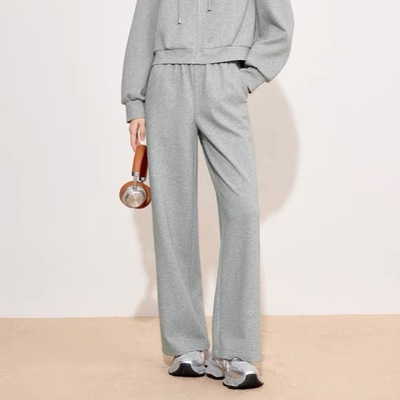 休闲裤 时尚新款松紧腰宽松纯色简约百搭含棉运动裤 直筒长裤0.43