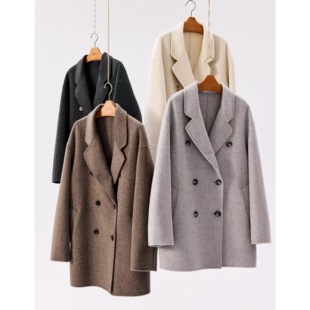 双面呢大衣 西装领双排扣短款气质百搭秋冬通勤职场毛呢 外套1.08