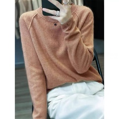 针织衫 时尚春秋款圆领纯色设计韩版简约休闲百搭款套头 毛衣0.39