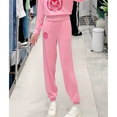 松紧腰运动甜美休闲针织休闲裤