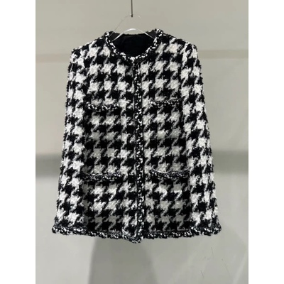 小香风羽绒服 时尚新款圆领编织包边韩版千鸟格加厚保暖 外套1.23