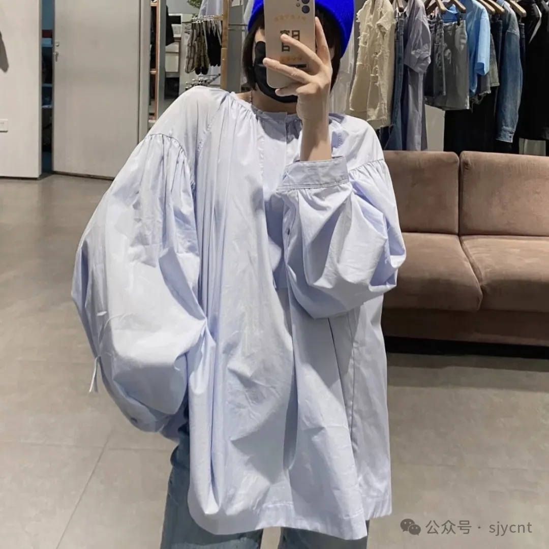 衬衫 时尚新款长袖圆领纽扣半开襟宽松大板休闲甜美百搭 上衣0.28