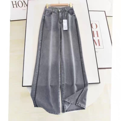 侧缝走线时尚休闲百搭直筒牛仔裤