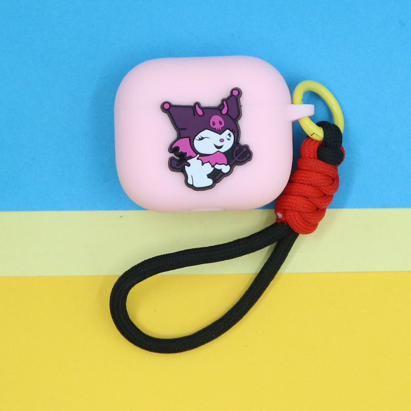 适用苹果Airpods 4/3代蓝牙耳机保护套pro2潮酷可爱少女心卡通动漫库洛米编织打结手绳挂饰防摔连体硅胶软壳