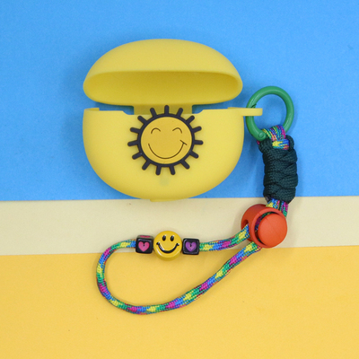 适用荣耀Earbuds X3i蓝牙耳机保护套3PRO可爱萌卡通太阳光笑脸开心手绳挂饰X3充电仓盒子硅胶软壳