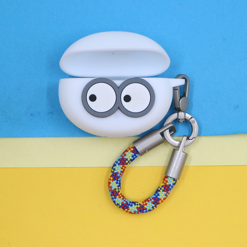 适用OPPO Enco Free4/3/buds2蓝牙耳机保护套X2/X3潮酷简约可爱萌卡通眼睛合金手指挂绳连体硅胶软壳