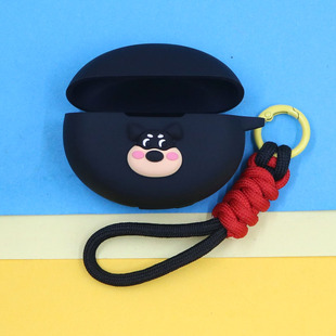 适用QCY C50/C30S耳夹开放式蓝牙耳机保护套潮酷个性可爱萌Q版小狗头手绳连体硅胶软壳