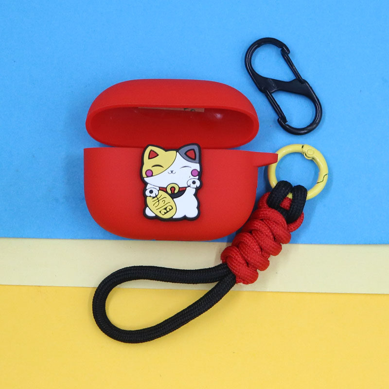 适用VIVO TWS 4/5蓝牙耳机保护套Air3pro/3i/a3/A4新年可爱萌卡通招财猫iQOO TWS2/1e/1i防摔连体硅胶软壳