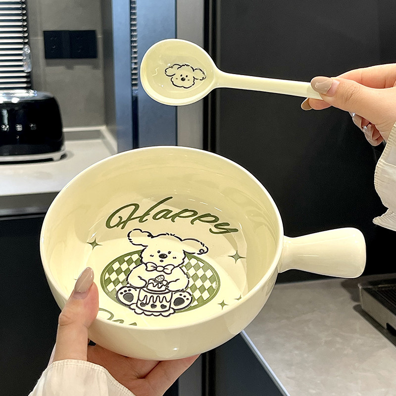 奶油小狗烤箱焗饭碗陶瓷水果沙拉碗烘焙单柄烤盘日式家用釉下彩,餐饮具,碗,淘宝优惠券,粉丝福利购,淘宝优惠卷
