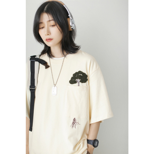 小众设计感短袖 潮牌街头cityboy百搭宽松体恤上衣 t恤女春日系半袖