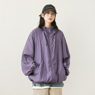 夏季 防晒服轻量运动休闲宽松百搭皮肤衣紫色防晒衣 户外凉感UPF50