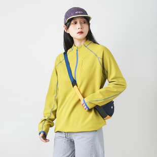 漫渡户外运动风半拉链立领卫衣女宽松休闲百搭长袖 登山上衣姜黄色