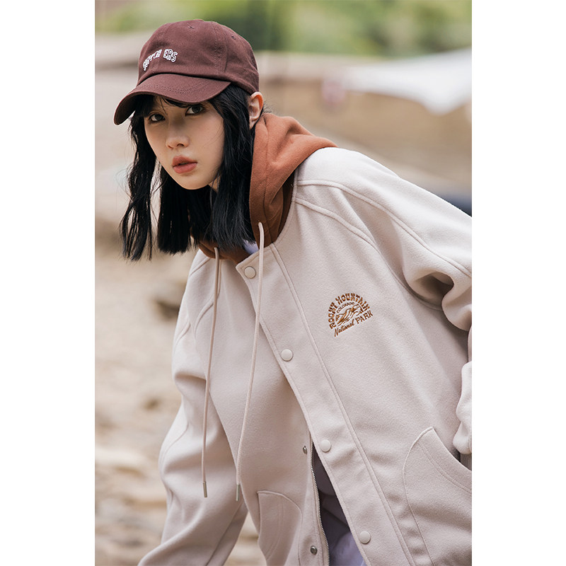 漫渡日系cityboy毛呢夹克后背刺绣字母多口袋连帽工装冲锋衣外套,女装/女士精品,短外套,淘宝优惠券,粉丝福利购,淘宝优惠卷