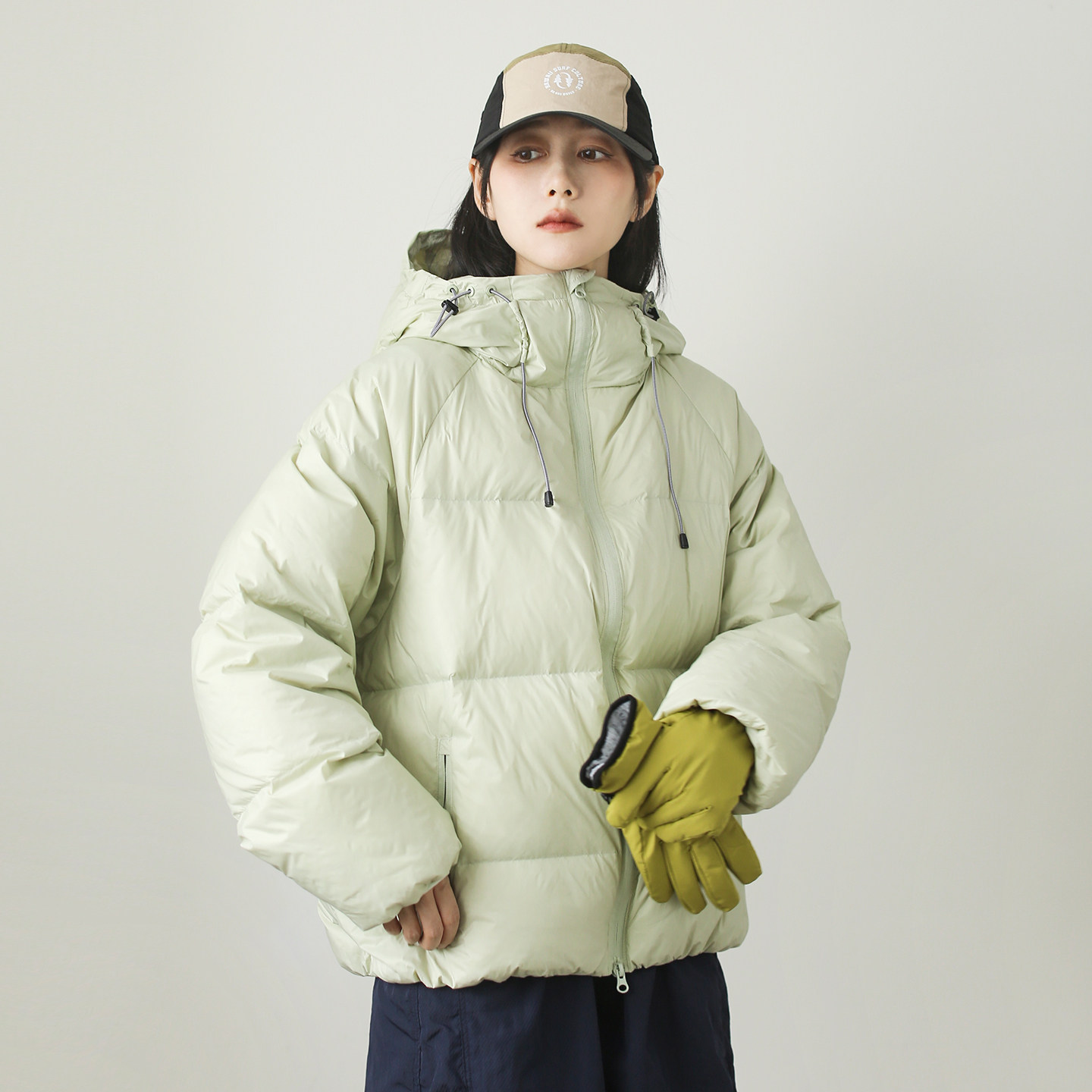 山系户外风连帽羽绒服女加厚鸭绒