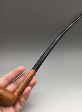 小猪烟斗 二手石楠木 英国Sasieni 八点 二战前花体鱼尾 长柄阅读