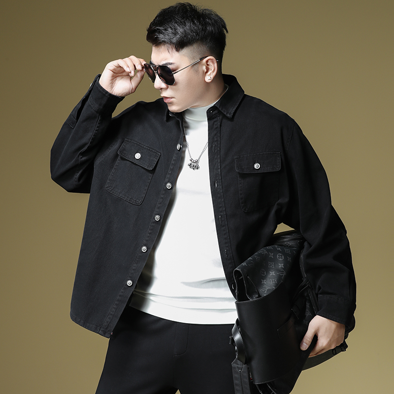 2025春款男式衬衫长袖外套牛仔水洗宽松潮牌青年上衣D228-925P135，男装衬衫，电商D228（原B310）