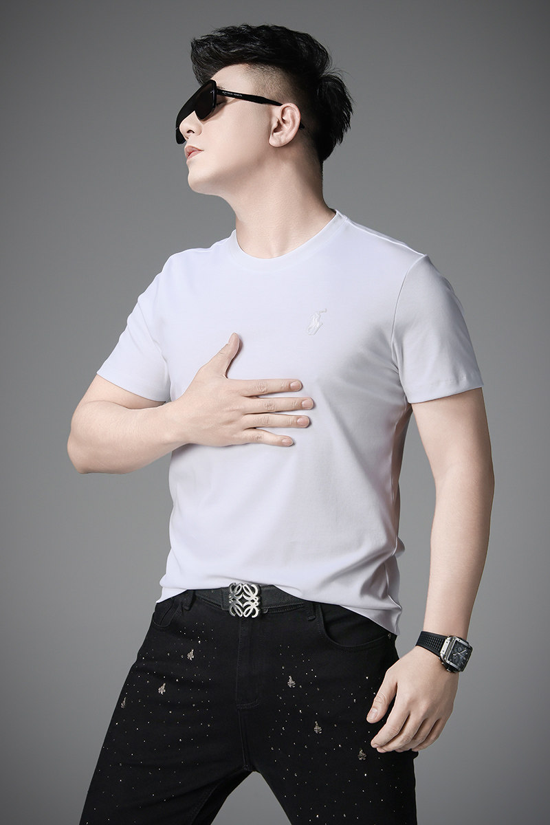 2025男夏季新款丝光棉刺绣圆领休闲短袖青年T恤D228-6002-P68,男装T恤,电商D228（原B310）