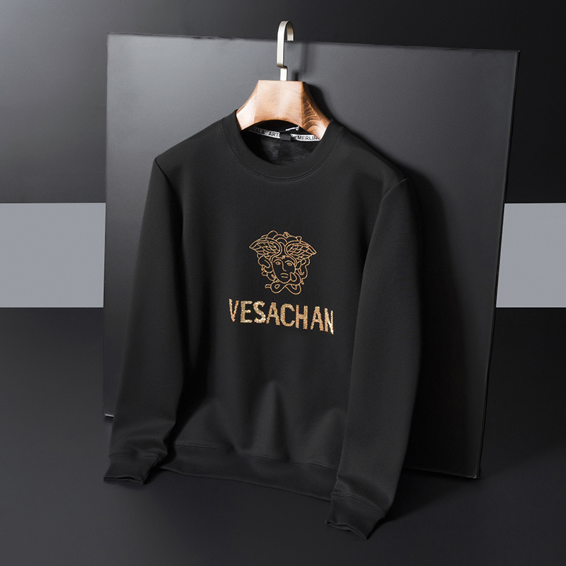 Autumn and winter men's Plush sweater round neck hot drill youth fashion brand warm top