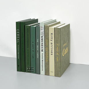 简约绿色装 饰真书轻奢样板房书柜玄关可翻页仿真道具书籍饰品摆件