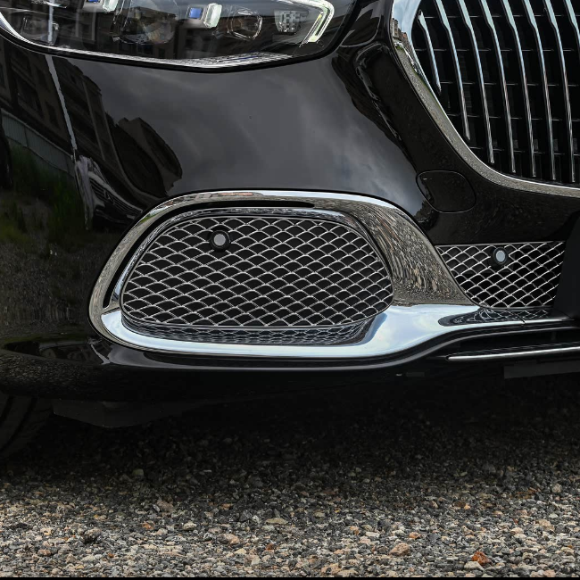 奔驰S400S450E300改装迈巴赫S680雾灯框亮条前杠装饰条镀珞电镀圈