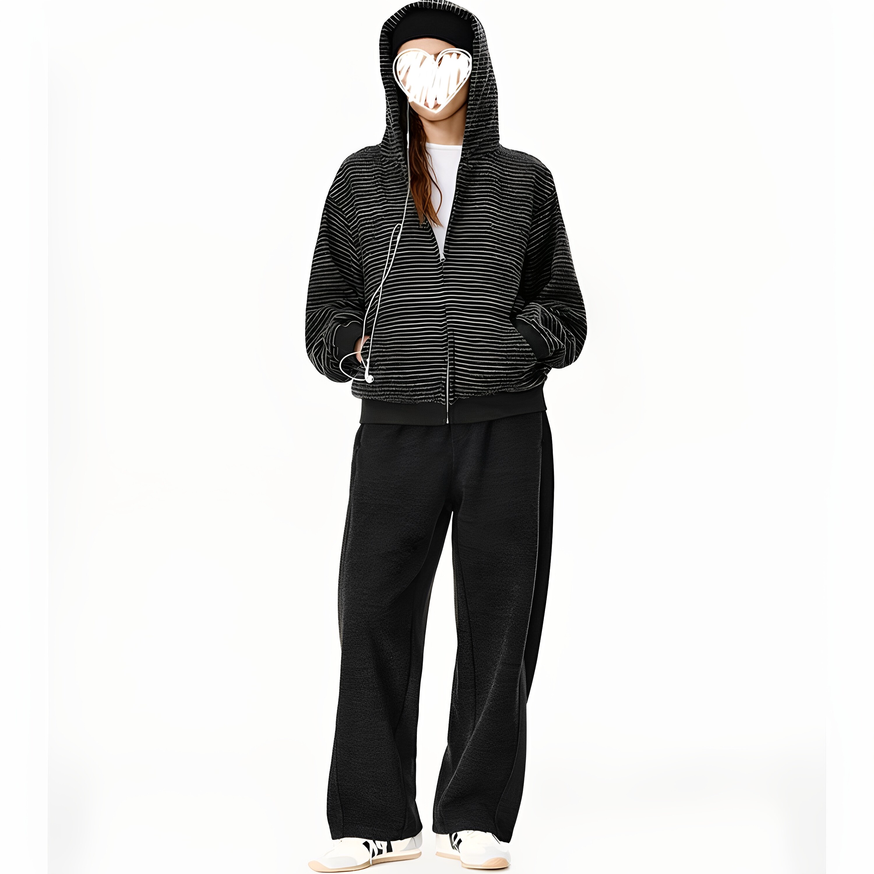 美式复古早秋新款条纹拉链开衫连帽卫衣男女情侣外套W9311-P65,女装短外套,星座918-1