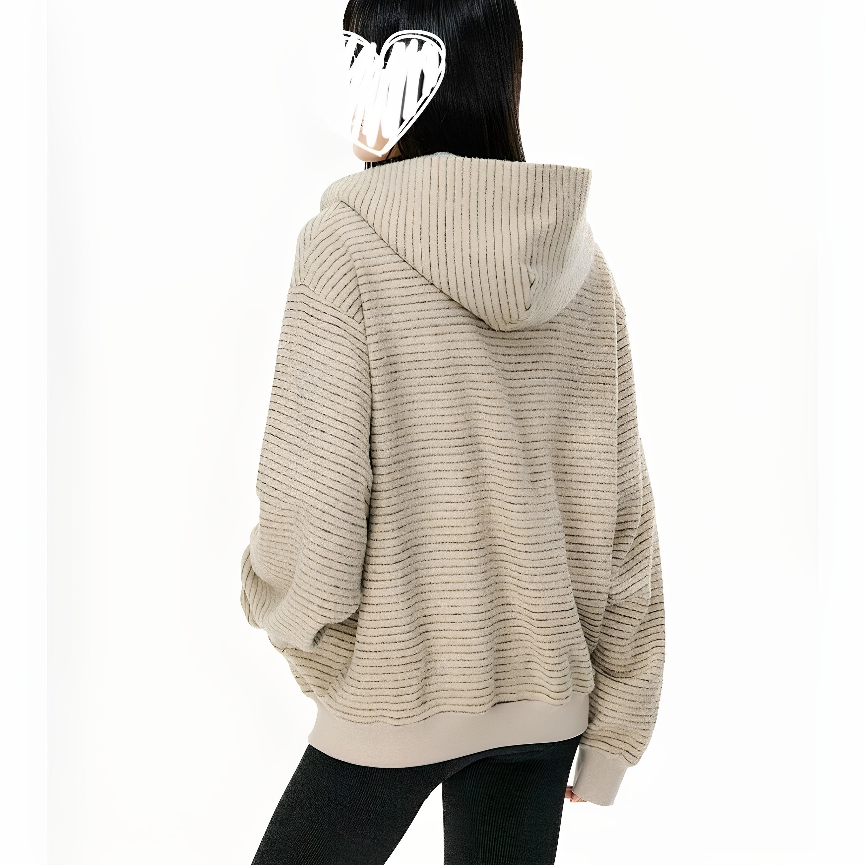 美式复古早秋新款条纹拉链开衫连帽卫衣男女情侣外套W9311-P65,女装短外套,星座918-1