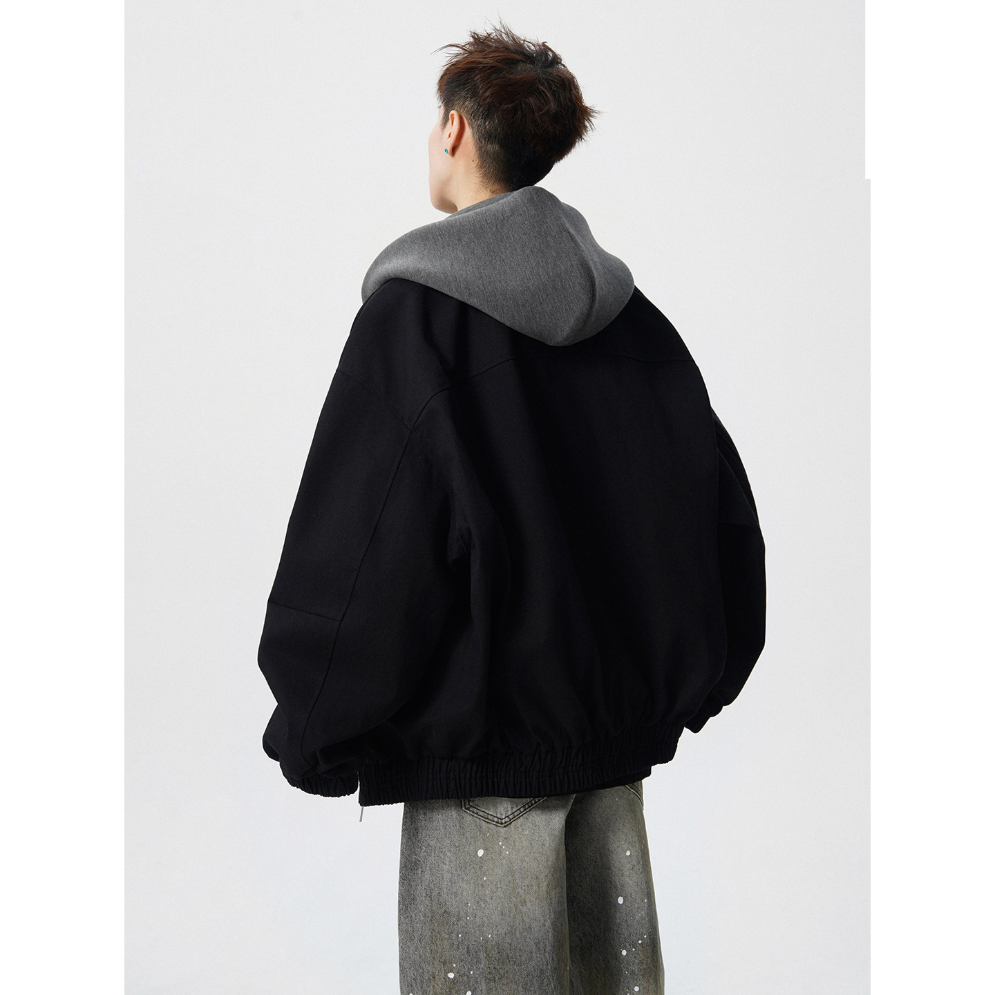 现货格雷系假两件撞色连帽卫衣宽松夹克美式外套J98-P95-控148,男装夹克,星座918-1