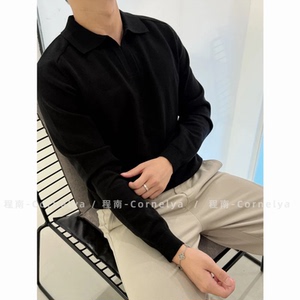 老钱风格调混纺极简百搭POLO针织衫长袖 M898-P58图片