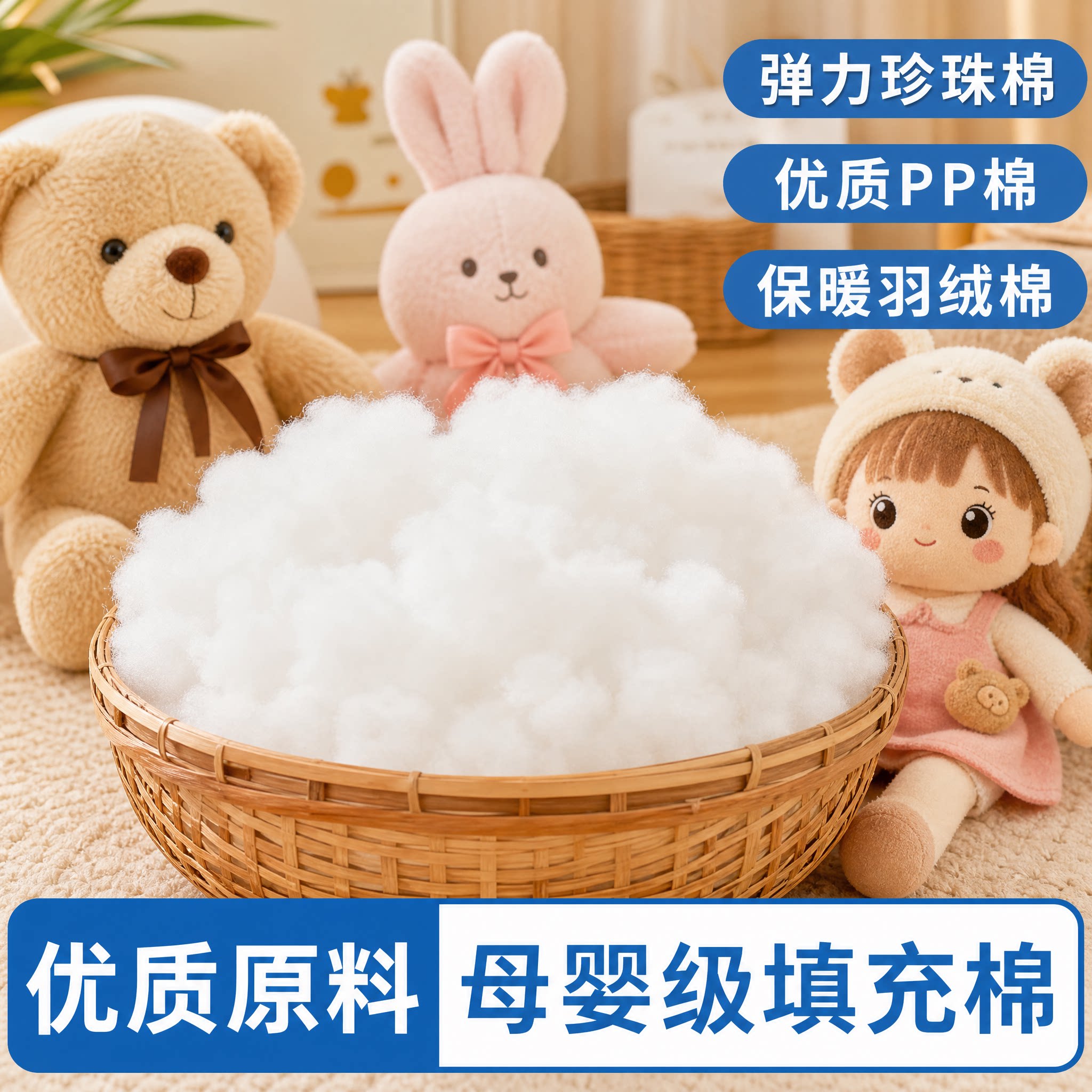 钩织玩偶专用填充棉a类母婴级PP珍珠棉毛绒玩具布娃娃棉花填充物图片