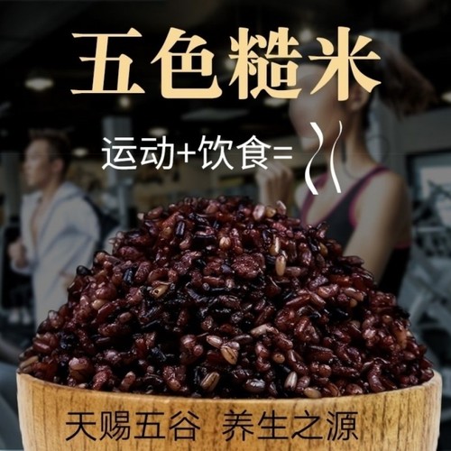 五色糙米5斤装糙米饭健身脂减低糖米粗粮黑米红米五谷杂粮饭