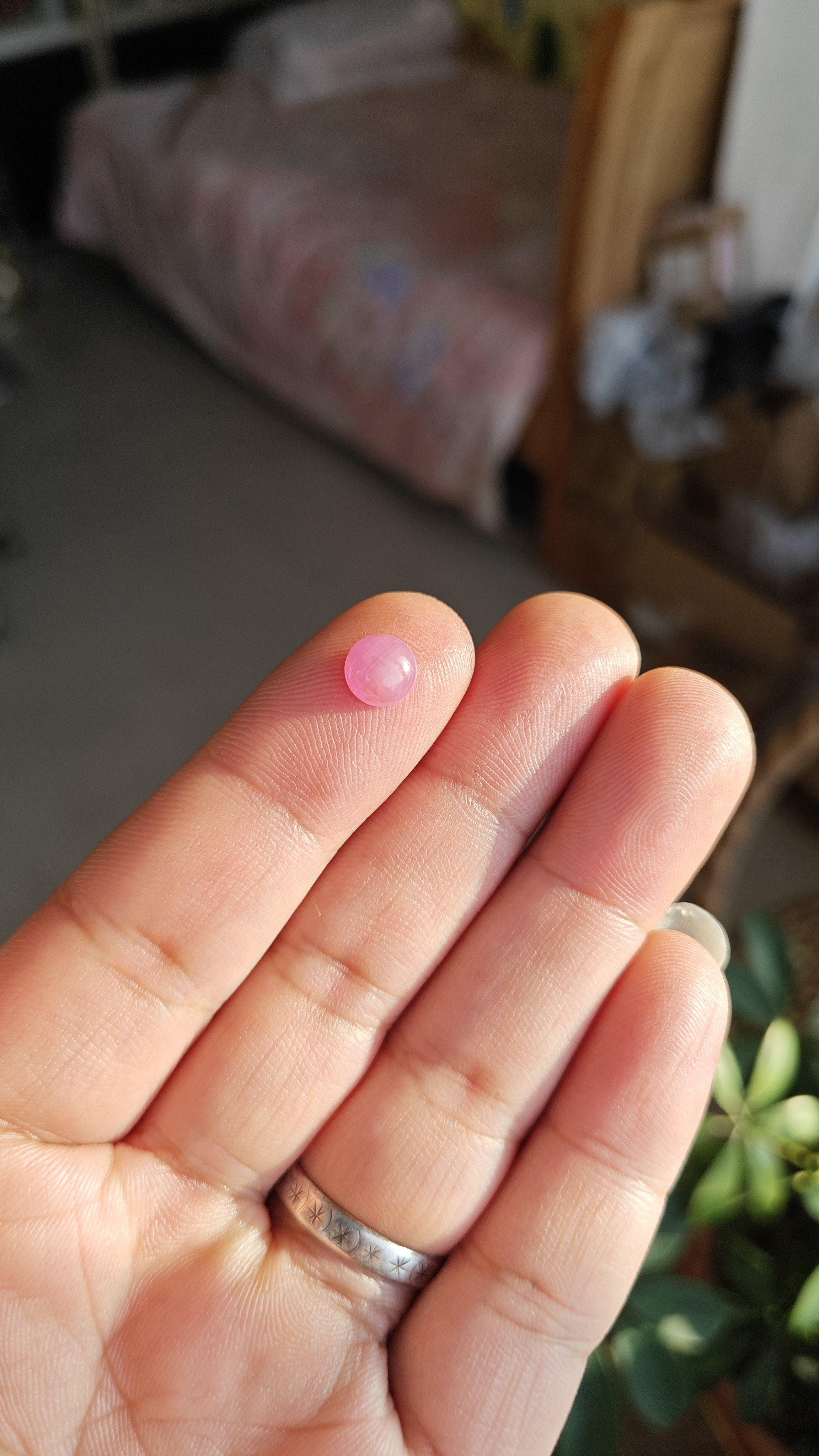 无烧天然南非红宝石裸石戒面圆形7.2mm素面蛋面约2ct高品质桃花粉