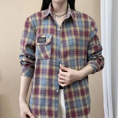 妈妈棉质衬衫女长袖春秋